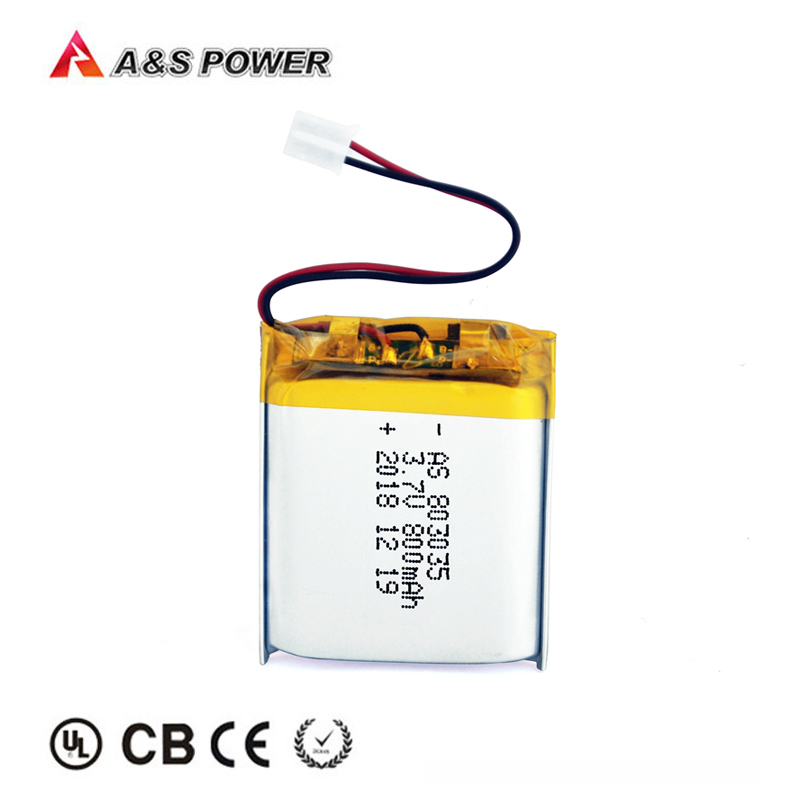A&S Power UL/KC/UN38.3 Certified Li polymer 3.7v 800mAh AS803035 Lithium polymer battery