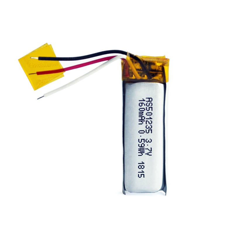A&S Power Rechargeable 501235 3.7v 160mAh lithium polymer battery with UL/CB/KC/UN38.3 certificates