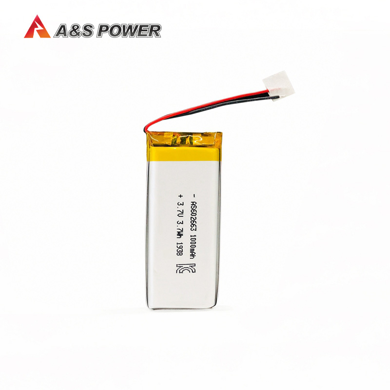 A&S Power UL/IEC62133/KC 602663 3.7v 1000mah lithium polymer battery