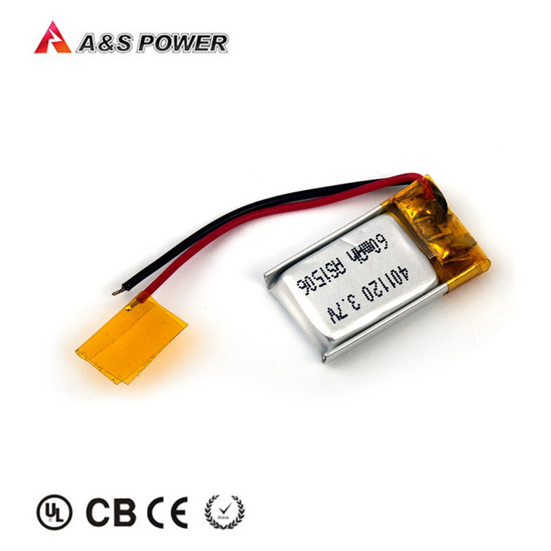 A&S Power OEM ODM 401120 3.7v 60mah luthium polymer battery with UL1642 certification