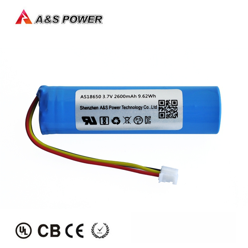 UL2054/CB/KC/BIS/UN38.3 certified 18650 3.7V 2600mah lithium ion battery with 3 wires