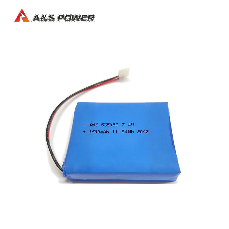 A&S Power UL1642 CE approval 535058 2S 7.4v 1600mah lithium polymer battery